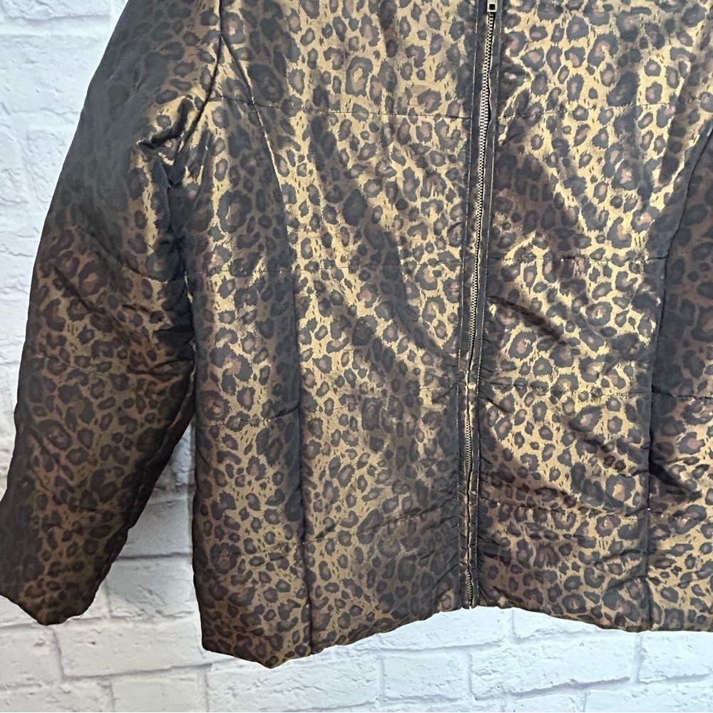 Donna Salyers Fabulous Furs Leopard print Faux Fur Collar Puffer Jacket - Picture 9 of 13
